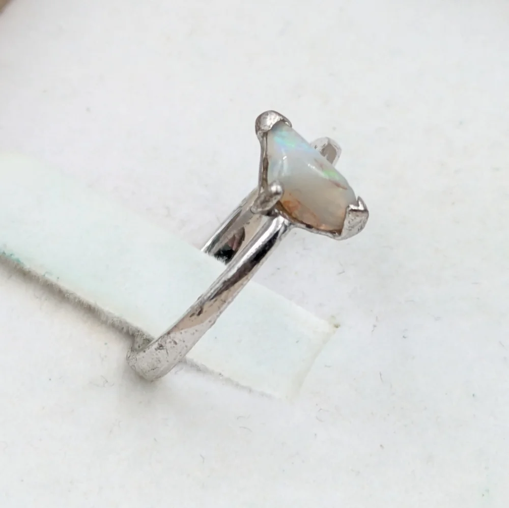 Artisan rough opal 925 sterling silver ring - Picture 4 of 8
